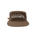 BROWN PILLBOX CAP